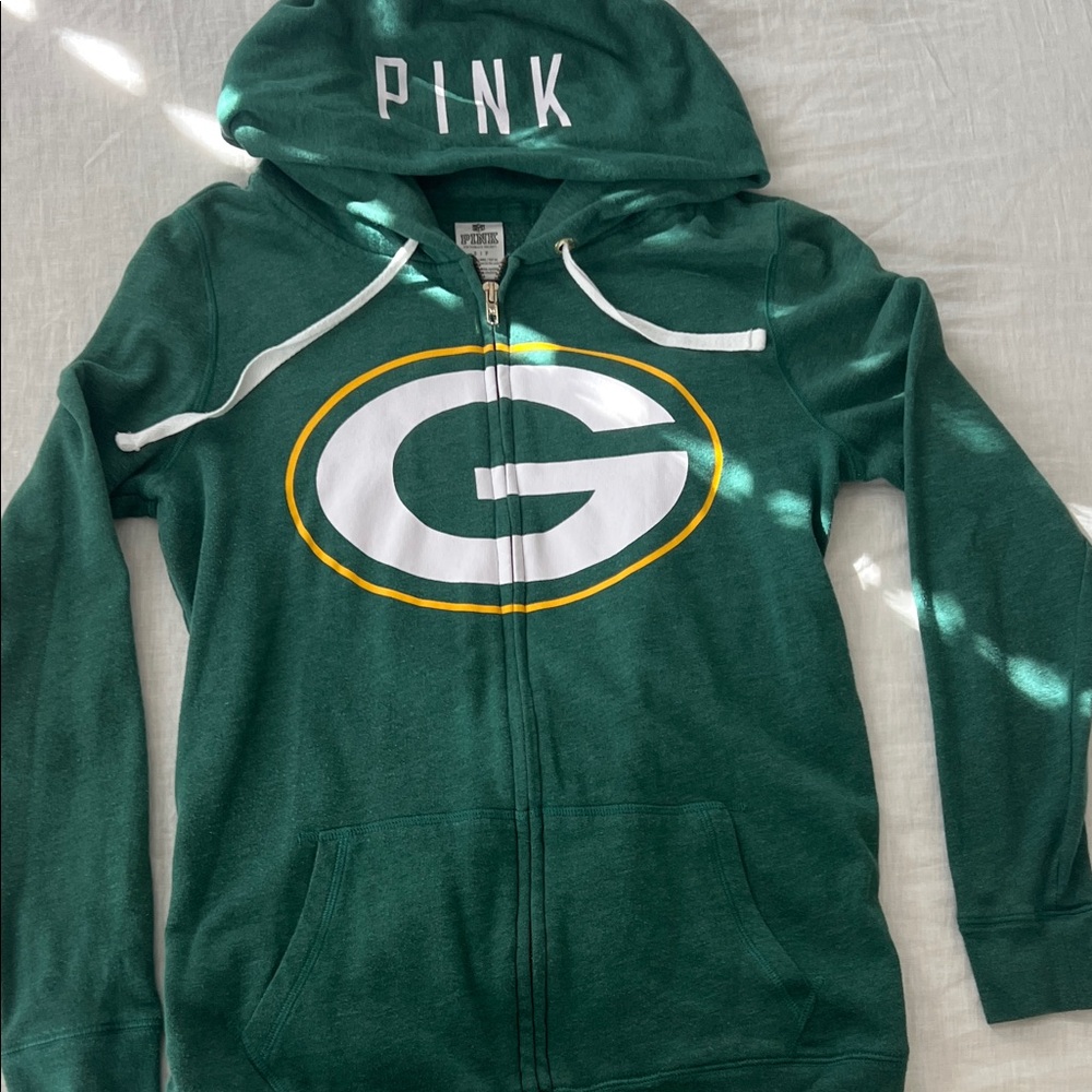 PINK Victoria's Secret Green Kids Zip-Up Hoodie